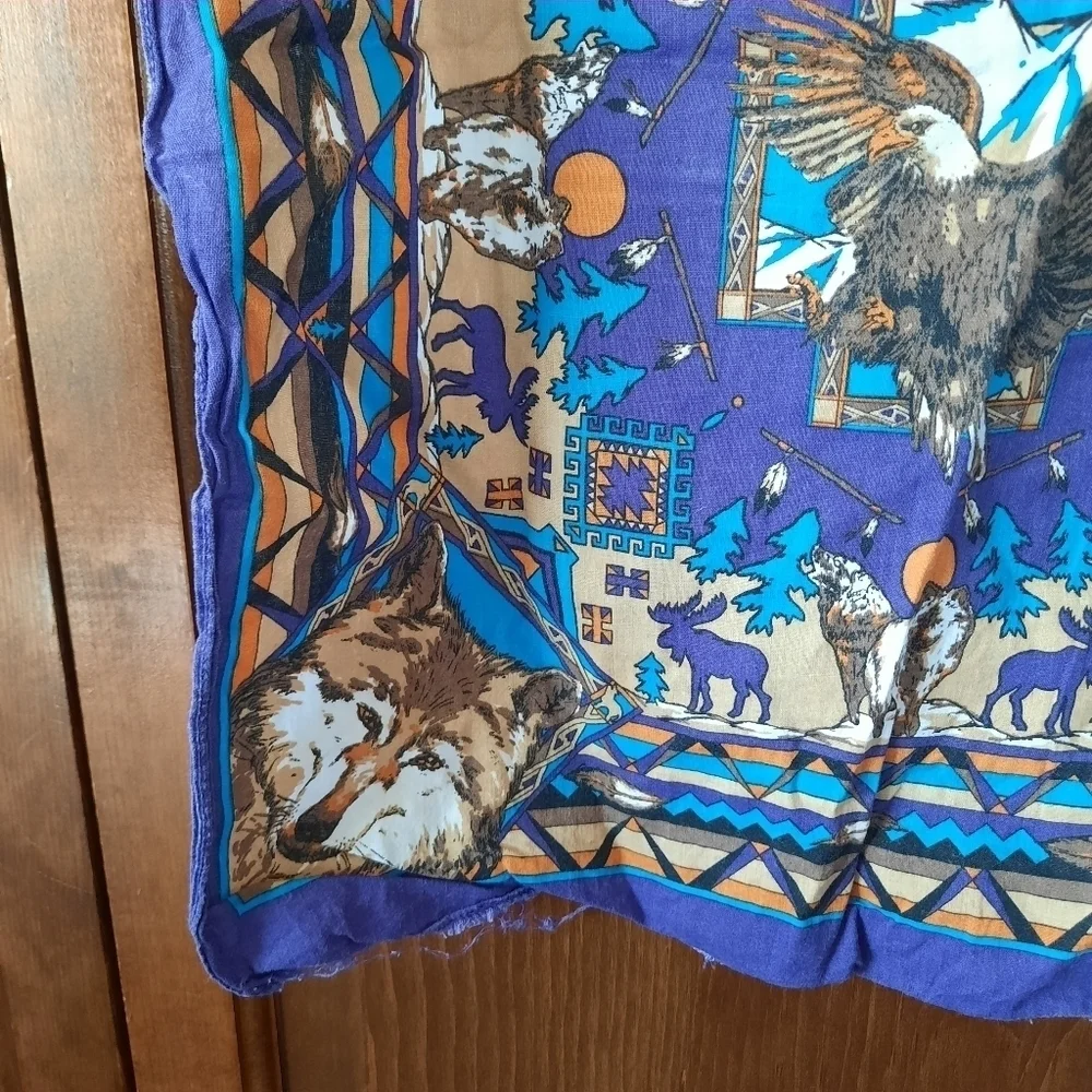 Vintage Paris Accessories Made in USA purple aztec wolf moose eagle hand…